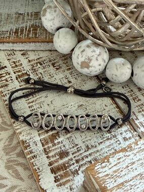 Silpada .925 Sterling Silver Black Adjustable Cord Bracelet
